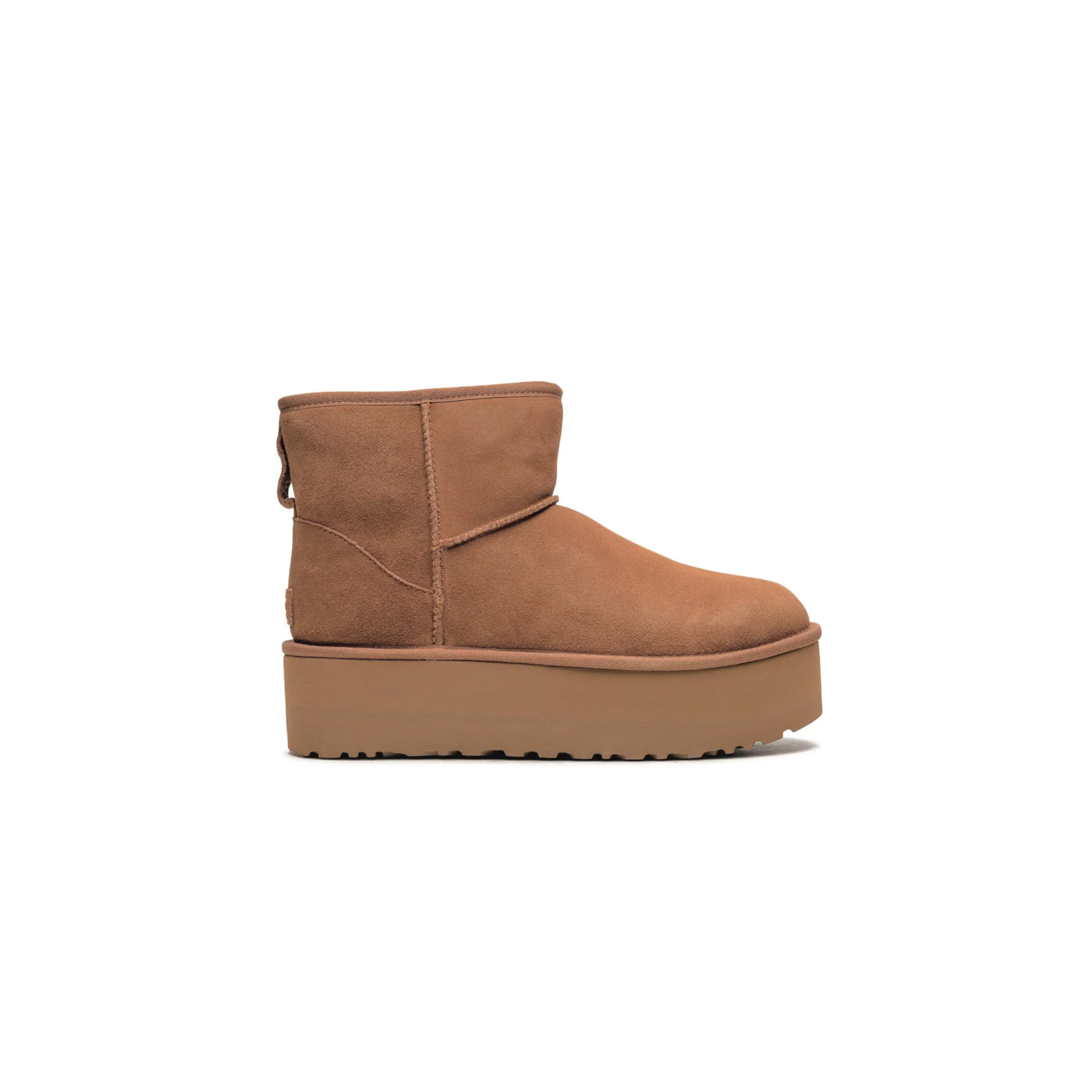 UGG CLASSIC MINI PLATFORM CHESTNUT ANKLE BOOTS 